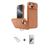 MARSİLYAN™- iPhone 14 Kılıf İz Modern Prime - Siyah Bilvis 3D Mat Cam Ekran Koruyucu + Diamond Kamera Lens - PE