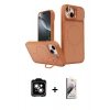 MARSİLYAN™- iPhone 14 Kılıf İz Modern Prime - Siyah Bilvis 3D Mat Cam Ekran Koruyucu + PVD Metal Kamera Lens - TU