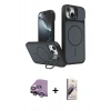 MARSİLYAN™- iPhone 14 Kılıf İz Modern Prime - Siyah Bilvis 3D Mat Cam Ekran Koruyucu + Raze Metal Kamera Lens - GS