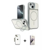 MARSİLYAN™- iPhone 14 Kılıf İz Modern Prime - Siyah Bilvis 3D Mat Cam Ekran Koruyucu + Shine Kamera Lens - GD