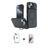 MARSİLYAN™- iPhone 14 Kılıf İz Modern Prime - Siyah Bilvis 3D Mat Cam Ekran Koruyucu + Shine Kamera Lens - GS