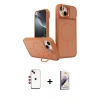 MARSİLYAN™- iPhone 14 Kılıf İz Modern Prime - Siyah Bilvis 3D Mat Cam Ekran Koruyucu + Shine Kamera Lens - KI