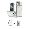 MARSİLYAN™- iPhone 14 Kılıf İz Modern Prime - Siyah Bilvis 3D Mat Cam Ekran Koruyucu + Shine Kamera Lens - KI
