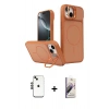 MARSİLYAN™- iPhone 14 Kılıf İz Modern Prime - Siyah Bilvis 3D Mat Cam Ekran Koruyucu + Shine Kamera Lens - SH