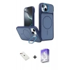 MARSİLYAN™- iPhone 14 Kılıf İz Modern Prime - Siyah Bilvis 5in1 3D Magic Cam Ekran Koruyucu + Diamond Kamera Lens - KI