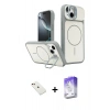 MARSİLYAN™- iPhone 14 Kılıf İz Modern Prime - Siyah Bilvis 5in1 3D Magic Cam Ekran Koruyucu + Diamond Kamera Lens - KI