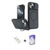 MARSİLYAN™- iPhone 14 Kılıf İz Modern Prime - Siyah Bilvis 5in1 3D Magic Cam Ekran Koruyucu + Diamond Kamera Lens - PE