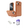 MARSİLYAN™- iPhone 14 Kılıf İz Modern Prime - Siyah Bilvis 5in1 3D Magic Cam Ekran Koruyucu + Diamond Kamera Lens - PE