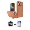 MARSİLYAN™- iPhone 14 Kılıf İz Modern Prime - Siyah Bilvis 5in1 3D Magic Cam Ekran Koruyucu + PVD Metal Kamera Lens - GS