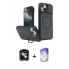 MARSİLYAN™- iPhone 14 Kılıf İz Modern Prime - Siyah Bilvis 5in1 3D Magic Cam Ekran Koruyucu + PVD Metal Kamera Lens - GS