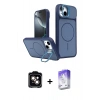 MARSİLYAN™- iPhone 14 Kılıf İz Modern Prime - Siyah Bilvis 5in1 3D Magic Cam Ekran Koruyucu + PVD Metal Kamera Lens - TU