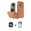 MARSİLYAN™- iPhone 14 Kılıf İz Modern Prime - Siyah Bilvis 5in1 3D Magic Cam Ekran Koruyucu + PVD Metal Kamera Lens - SH