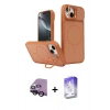 MARSİLYAN™- iPhone 14 Kılıf İz Modern Prime - Siyah Bilvis 5in1 3D Magic Cam Ekran Koruyucu + Raze Metal Kamera Lens - SH