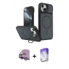 MARSİLYAN™- iPhone 14 Kılıf İz Modern Prime - Siyah Bilvis 5in1 3D Magic Cam Ekran Koruyucu + Raze Metal Kamera Lens - MR