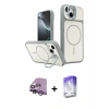 MARSİLYAN™- iPhone 14 Kılıf İz Modern Prime - Siyah Bilvis 5in1 3D Magic Cam Ekran Koruyucu + Raze Metal Kamera Lens - MR