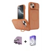 MARSİLYAN™- iPhone 14 Kılıf İz Modern Prime - Siyah Bilvis 5in1 3D Magic Cam Ekran Koruyucu + Raze Metal Kamera Lens - MR