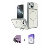 MARSİLYAN™- iPhone 14 Kılıf İz Modern Prime - Siyah Bilvis 5in1 3D Magic Cam Ekran Koruyucu + Raze Metal Kamera Lens - SH