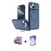 MARSİLYAN™- iPhone 14 Kılıf İz Modern Prime - Siyah Bilvis 5in1 3D Magic Cam Ekran Koruyucu + Raze Metal Kamera Lens - MR