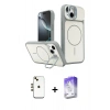 MARSİLYAN™- iPhone 14 Kılıf İz Modern Prime - Siyah Bilvis 5in1 3D Magic Cam Ekran Koruyucu + Shine Kamera Lens - GD