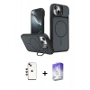 MARSİLYAN™- iPhone 14 Kılıf İz Modern Prime - Siyah Bilvis 5in1 3D Magic Cam Ekran Koruyucu + Shine Kamera Lens - KI