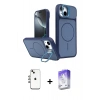 MARSİLYAN™- iPhone 14 Kılıf İz Modern Prime - Siyah Bilvis 5in1 3D Magic Cam Ekran Koruyucu + Shine Kamera Lens - GI