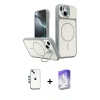 MARSİLYAN™- iPhone 14 Kılıf İz Modern Prime - Siyah Bilvis 5in1 3D Magic Cam Ekran Koruyucu + Shine Kamera Lens - MI