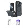 MARSİLYAN™- iPhone 14 Kılıf İz Modern Prime - Siyah Bilvis 5in1 3D Magic Cam Ekran Koruyucu + Shine Kamera Lens - MI
