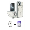 MARSİLYAN™- iPhone 14 Kılıf İz Modern Prime - Siyah Bilvis 5in1 3D Magic Cam Ekran Koruyucu + Shine Kamera Lens - GS
