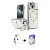 MARSİLYAN™- iPhone 14 Kılıf İz Modern Prime - Siyah Bilvis 5in1 3D Magic Cam Ekran Koruyucu + Shine Kamera Lens - KI
