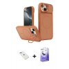 MARSİLYAN™- iPhone 14 Kılıf İz Modern Prime - Siyah Bilvis 5in1 5D Magic Hayalet Cam Ekran Koruyucu + Diamond Kamera Lens - KI