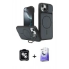 MARSİLYAN™- iPhone 14 Kılıf İz Modern Prime - Siyah Bilvis 5in1 5D Magic Hayalet Cam Ekran Koruyucu + PVD Metal Kamera Lens - GS