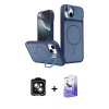 MARSİLYAN™- iPhone 14 Kılıf İz Modern Prime - Siyah Bilvis 5in1 5D Magic Hayalet Cam Ekran Koruyucu + PVD Metal Kamera Lens - YL