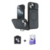 MARSİLYAN™- iPhone 14 Kılıf İz Modern Prime - Siyah Bilvis 5in1 5D Magic Hayalet Cam Ekran Koruyucu + PVD Metal Kamera Lens - SH