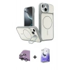MARSİLYAN™- iPhone 14 Kılıf İz Modern Prime - Siyah Bilvis 5in1 5D Magic Hayalet Cam Ekran Koruyucu + Raze Metal Kamera Lens - GS