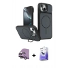 MARSİLYAN™- iPhone 14 Kılıf İz Modern Prime - Siyah Bilvis 5in1 5D Magic Hayalet Cam Ekran Koruyucu + Raze Metal Kamera Lens - GS