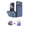 MARSİLYAN™- iPhone 14 Kılıf İz Modern Prime - Siyah Bilvis 5in1 5D Magic Hayalet Cam Ekran Koruyucu + Raze Metal Kamera Lens - SH