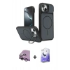 MARSİLYAN™- iPhone 14 Kılıf İz Modern Prime - Siyah Bilvis 5in1 5D Magic Hayalet Cam Ekran Koruyucu + Raze Metal Kamera Lens - MR