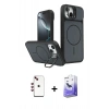 MARSİLYAN™- iPhone 14 Kılıf İz Modern Prime - Siyah Bilvis 5in1 5D Magic Hayalet Cam Ekran Koruyucu + Shine Kamera Lens - KI