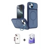 MARSİLYAN™- iPhone 14 Kılıf İz Modern Prime - Siyah Bilvis 5in1 5D Magic Hayalet Cam Ekran Koruyucu + Shine Kamera Lens - KI