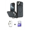 MARSİLYAN™- iPhone 14 Kılıf İz Modern Prime - Siyah Bilvis 5in1 5D Magic Hayalet Cam Ekran Koruyucu + Shine Kamera Lens - GD