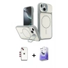 MARSİLYAN™- iPhone 14 Kılıf İz Modern Prime - Siyah Bilvis 5in1 5D Magic Hayalet Cam Ekran Koruyucu + Shine Kamera Lens - KI