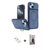 MARSİLYAN™- iPhone 14 Kılıf İz Modern Prime - Siyah Bilvis Hayalet Cam Ekran Koruyucu + Diamond Kamera Lens - SABE