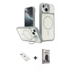 MARSİLYAN™- iPhone 14 Kılıf İz Modern Prime - Siyah Bilvis Hayalet Cam Ekran Koruyucu + Diamond Kamera Lens - YL