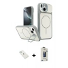 MARSİLYAN™- iPhone 14 Kılıf İz Modern Prime - Siyah Bilvis Hayalet Cam Ekran Koruyucu + Diamond Kamera Lens - YL