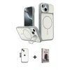 MARSİLYAN™- iPhone 14 Kılıf İz Modern Prime - Siyah Bilvis Hayalet Cam Ekran Koruyucu + Shine Kamera Lens - SH