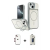 MARSİLYAN™- iPhone 14 Kılıf İz Modern Prime - Siyah Bilvis Hayalet Cam Ekran Koruyucu + Shine Kamera Lens - KI