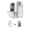 MARSİLYAN™- iPhone 14 Kılıf İz Modern Prime - Siyah Bilvis Hayalet Cam Ekran Koruyucu + Shine Kamera Lens - YL
