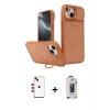 MARSİLYAN™- iPhone 14 Kılıf İz Modern Prime - Siyah Bilvis Hayalet Cam Ekran Koruyucu + Shine Kamera Lens - KI