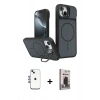 MARSİLYAN™- iPhone 14 Kılıf İz Modern Prime - Siyah Bilvis Hayalet Cam Ekran Koruyucu + Shine Kamera Lens - MI