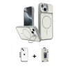 MARSİLYAN™- iPhone 14 Kılıf İz Modern Prime - Siyah Bilvis Hayalet Cam Ekran Koruyucu + Shine Kamera Lens - MI